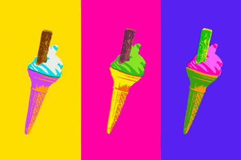 Ice Cream Cones Retro Pop Art Stretched Canvas Art Wall Decor 16x24