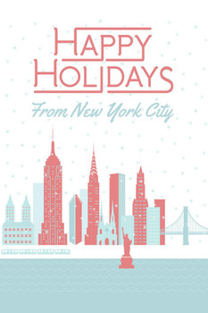 Happy Holidays from New York City Christmas Decoration Stretched Canvas Art Wall Decor 16x24