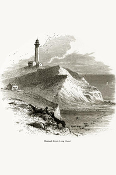 Montauk Point East Hampton New York Engraving 1872 Stretched Canvas Art Wall Decor 16x24