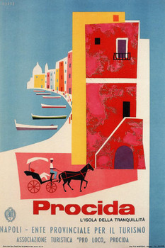 Procida Flegrean Islands Italy Vintage Travel Stretched Canvas Art Wall Decor 16x24