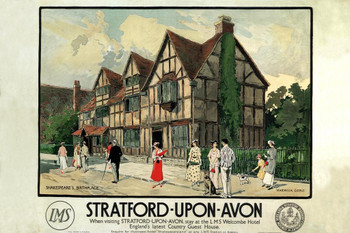 Stratford Upon Avon England Vintage Travel Stretched Canvas Art Wall Decor 16x24