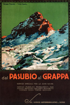 Pasubio Al Grappa Mountain Village Vintage Illustration Travel Art Deco Vintage French Wall Art Nouveau 1920 French Advertising Vintage Poster Prints Stretched Canvas Art Wall Decor 16x24