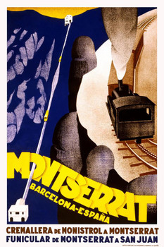 Funicular de Montserrat Train Barcelona Espana Spain Vintage Travel Stretched Canvas Art Wall Decor 16x24