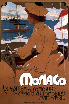 Monaco Monte Carlo Exposition Et Concours Vintage Illustration Travel Art Deco Vintage French Wall Art Nouveau 1920 French Advertising Vintage Poster Prints Stretched Canvas Art Wall Decor 16x24