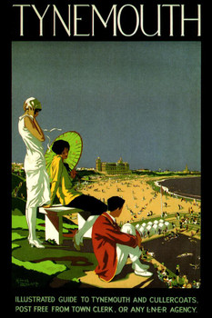 Tynemouth Vintage Illustration Travel Art Deco Vintage French Wall Art Nouveau 1920 French Advertising Vintage Poster Prints Art Nouveau Decor Stretched Canvas Art Wall Decor 16x24