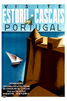 Visit Estoril Cascais Portugal Tourism Vintage Illustration Travel Stretched Canvas Art Wall Decor 16x24