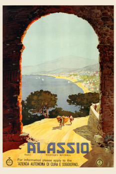 Alassio Vintage Illustration Travel Art Deco Vintage French Wall Art Nouveau 1920 French Advertising Vintage Poster Prints Art Nouveau Decor Stretched Canvas Art Wall Decor 16x24