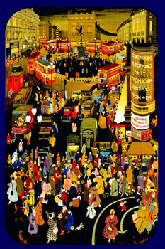 1950 Winter London Vintage Illustration Travel Art Deco Vintage French Wall Art Nouveau French Advertising Vintage Poster Prints Art Nouveau Decor Stretched Canvas Art Wall Decor 16x24