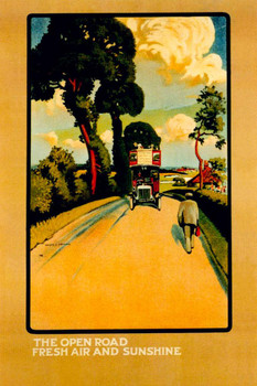 1914 Open Road Vintage Illustration Travel Art Deco Vintage French Wall Art Nouveau French Advertising Vintage Poster Prints Art Nouveau Decor Stretched Canvas Art Wall Decor 16x24