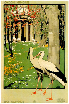 1918 Kew Gardens Vintage Illustration Travel Art Deco Vintage French Wall Art Nouveau French Advertising Vintage Poster Prints Art Nouveau Decor Stretched Canvas Art Wall Decor 16x24