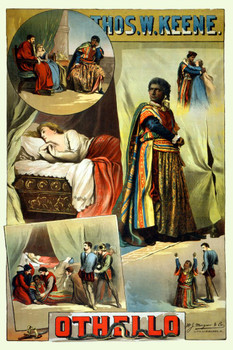 Othello Play by William Shakespeare 1603 Musical Theater Vintage Illustration Travel Stretched Canvas Art Wall Decor 16x24