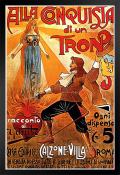 Alla Conquista Di Un Tron Vintage Illustration Travel Art Deco Vintage French Wall Art Nouveau French Advertising Vintage Poster Prints Art Nouveau Decor Black Wood Framed Poster 14x20