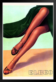 Elbeo Hosiery Stockings Uk Vintage Illustration Art Deco Vintage French Wall Art Nouveau 1920 French Advertising Vintage Poster Prints Art Nouveau Decor Black Wood Framed Poster 14x20