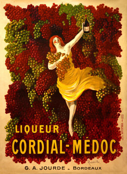 Liqueur Cordial Medoc Vintage Illustration Art Deco Liquor Vintage French Wall Art Nouveau Booze Poster Print French Advertising Stretched Canvas Art Wall Decor 16x24
