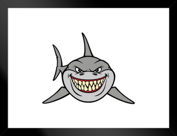 Evil Mean Shark Smile Drawing Illustration Shark Posters For Walls Shark Pictures Cool Great White Shark Picture Great White Shark Art Great White Shark Jaws Matted Framed Wall Decor Art Print 20x26