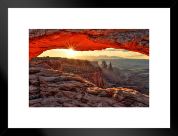 Mesa Arch Canyonlands National Park Utah Sunrise Landsape Photo Matted Framed Wall Decor Art Print 20x26