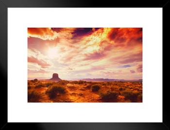 Monument Valley National Park Arizona Sunset Landscape Photo Matted Framed Wall Decor Art Print 20x26
