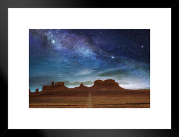 Monument Valley Buttes Starry Sky Landscape Photo Matted Framed Wall Decor Art Print 20x26