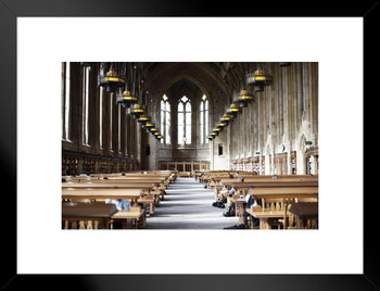 Study hall in cathedral like library Matted Framed Wall Decor Art Print 20x26