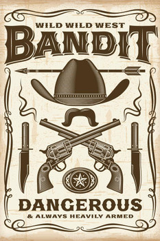 Vintage Wild West Bandit Thick Paper Sign Print Picture 8x12