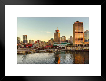 Evening on the waterfront in Vancouver Matted Framed Wall Decor Art Print 20x26