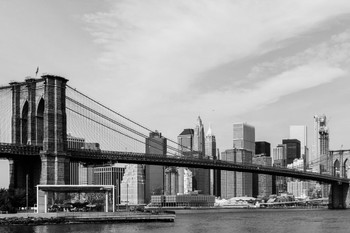 Brooklyn Bridge Over East River in Manhattan against sky New York City New York USA Photo Thick Paper Sign Print Picture 8x12