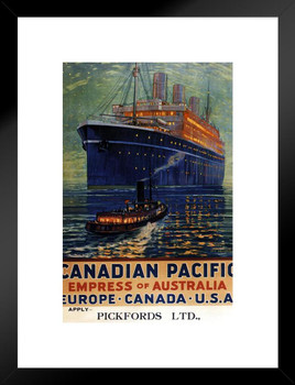 Canadian Pacific Empress of Austrailia Ocean Liner Ship Vintage Ad Matted Framed Wall Decor Art Print 20x26