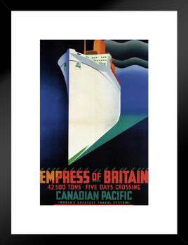 Canadian Pacific Empress of Britain Cruise Ship Vintage Travel Matted Framed Wall Decor Art Print 20x26