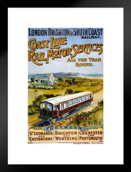 Coast Line Rail Motor Services London Railway Vintage Travel Matted Framed Wall Decor Art Print 20x26