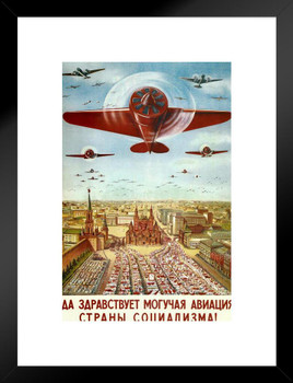 Russian Red Square Military War Planes Vintage Travel Matted Framed Wall Decor Art Print 20x26