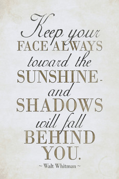Walt Whitman Keep Your Face Always Toward the Sunshine II White Cool Wall Decor Art Print Poster 12x18