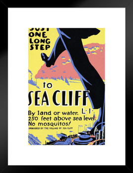 Just One Long Step to Sea Cliff Village Long Island New York Vintage Ad Matted Framed Wall Decor Art Print 20x26