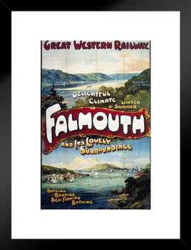 Great Western Railway Falmouth London England Vintage Travel Matted Framed Wall Decor Art Print 20x26