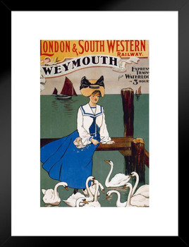 London South Western Railway Weymouth Vintage Travel Matted Framed Wall Decor Art Print 20x26