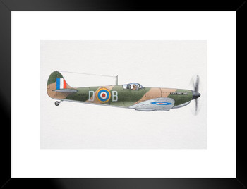 1939 Supermarine Spitfire World War II Plane Matted Framed Wall Decor Art Print 20x26