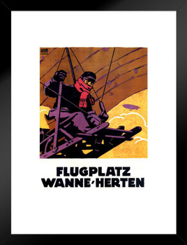 Germany Flugplatz Wanne Herten Vintage Illustration Travel Art Deco Vintage French Wall Art Nouveau French Advertising Vintage Poster Prints Art Nouveau Decor Matted Framed Wall Decor Art Print 20x26