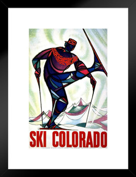 Denver Colorado Ski Skiing Winter Sports Committee Vintage Illustration Sports Travel Matted Framed Wall Decor Art Print 20x26