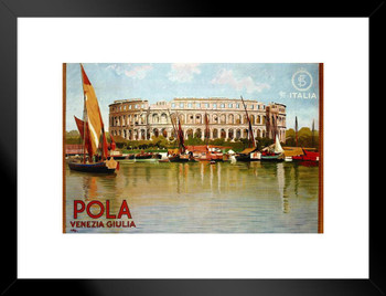 Italy Pola Venezia Giulia Venice Vintage Illustration Travel Matted Framed Wall Decor Art Print 20x26