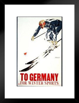 To Germany For Winter Sports Vintage Illustration Travel Art Deco Vintage French Wall Art Nouveau French Advertising Vintage Poster Prints Art Nouveau Decor Matted Framed Wall Decor Art Print 20x26