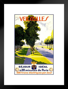 Visit Versailles Palace France Train From Paris French Vintage Illustration Travel Matted Framed Wall Decor Art Print 20x26