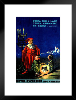 Italian Hotel Excelsior Venice Venezia Italy Vintage Illustration Travel Matted Framed Wall Decor Art Print 20x26