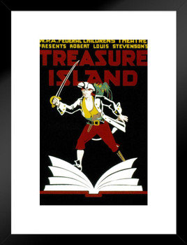 WPA Treasure Island Childrens Theater Play Musical Vintage Illustration Travel Matted Framed Wall Decor Art Print 20x26