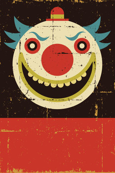 Evil Clown Face Retro Distressed Illustration Poster Sign  It Is Scary Clown Nose Teeth Spooky Cool Wall Decor Art Print Poster 16x24