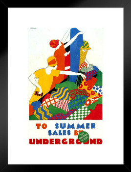 Buy British Goods Summer Sales Fashion Underground by Horace Taylor London England Vintage Illustration Travel Summer Sales Matted Framed Wall Decor Art Print 20x26
