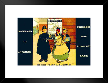 1908 Policeman Vintage Illustration Travel Underground Railroad Art Deco Eclectic Advertising French Wall Vintage Art Nouveau Vintage Art Prints Matted Framed Wall Decor Art Print 20x26