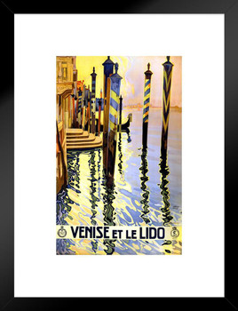 Venise Et Le Lido Vintage Illustration Travel Art Deco Vintage French Wall Art Nouveau French Advertising Vintage Poster Prints Art Nouveau Decor Matted Framed Wall Decor Art Print 20x26