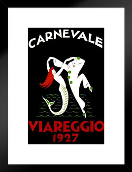 Carnevale Mermaid Carnival Vintage Illustration Travel Art Deco Vintage French Wall Art Nouveau French Advertising Vintage Poster Prints Art Nouveau Decor Matted Framed Wall Decor Art Print 20x26