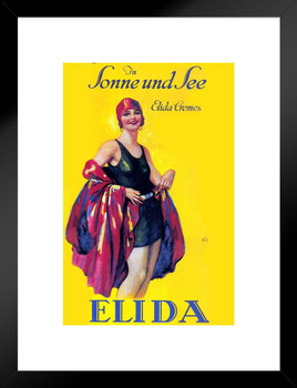 Elida Cremes Sonne Und See Beauty Vintage Illustration Art Deco Vintage French Wall Art Nouveau 1920 French Advertising Vintage Poster Prints Art Nouveau Decor Matted Framed Wall Decor Art Print 20x26