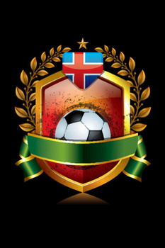 Iceland Soccer Icon with Laurel Wreath Sports Cool Wall Decor Art Print Poster 24x36