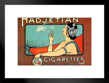 Hadjetian Cigarettes Smoking Vintage Illustration Art Deco Vintage French Wall Art Nouveau 1920 French Advertising Vintage Poster Prints Art Nouveau Decor Matted Framed Wall Decor Art Print 20x26